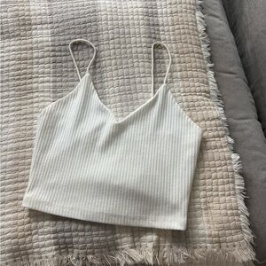 Elegant White Ribbed Women's Top